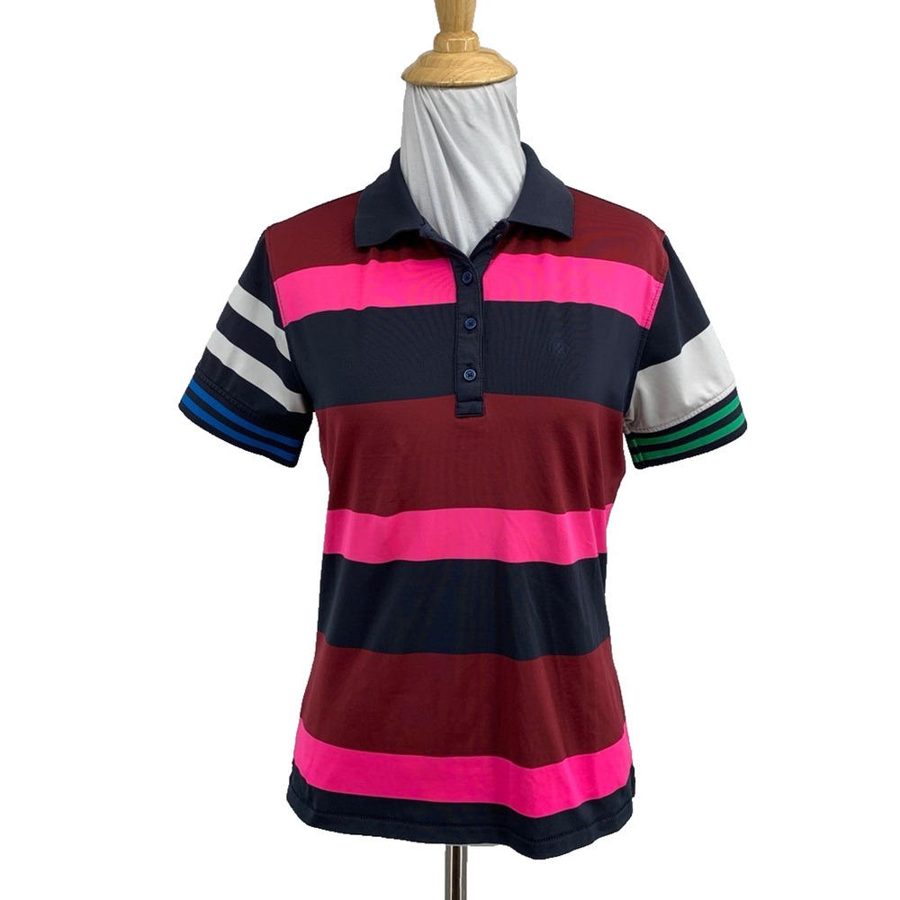 G/Fore Polo Shirt Womens XS Extra Small Multi Stripes Golf Short Sleeve *LOGO